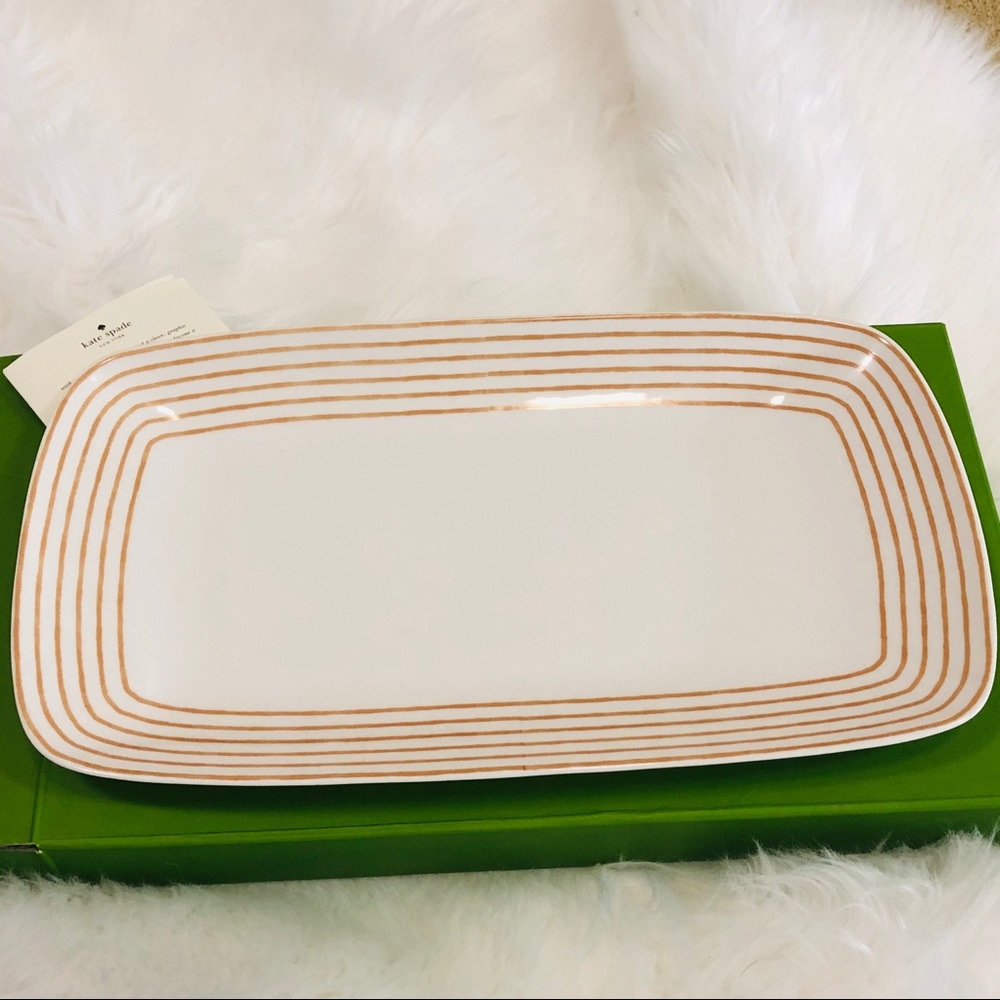 Kate Spade White Sienna Striped Tray NWT